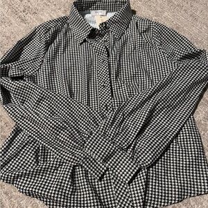 Black and White Houndstooth Button-Up Shirt